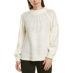 Laundry Ribbed Trim Knit Crewneck Sweater In Marshmallow NWT Womens Size Medium